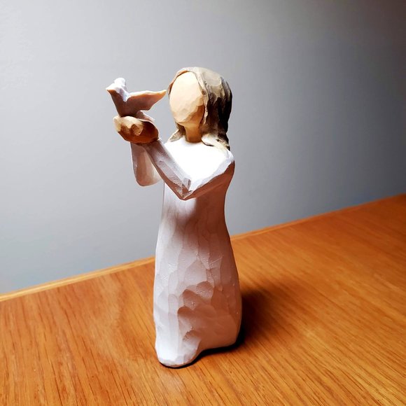 SOLD - Willow Tree Figurine, Soar 2012, ceramic girl figure with bird, NIB